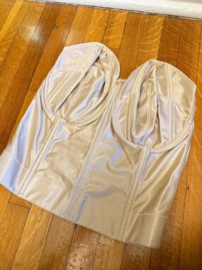 Elila Satin Longline Bustier in Champagne